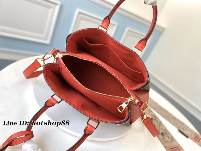 路易威登LV女包 M44898紅色 Open Handbag LV老花配皮手提肩背包 xxlv2383